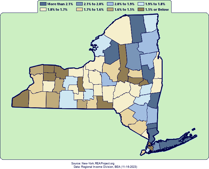 Real* Per Capita Personal Income Growth by County